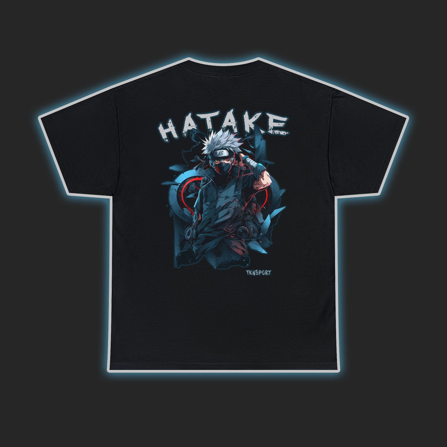 TKYSPORT Anime T-shirt design of Kakashi Hatake from the back.